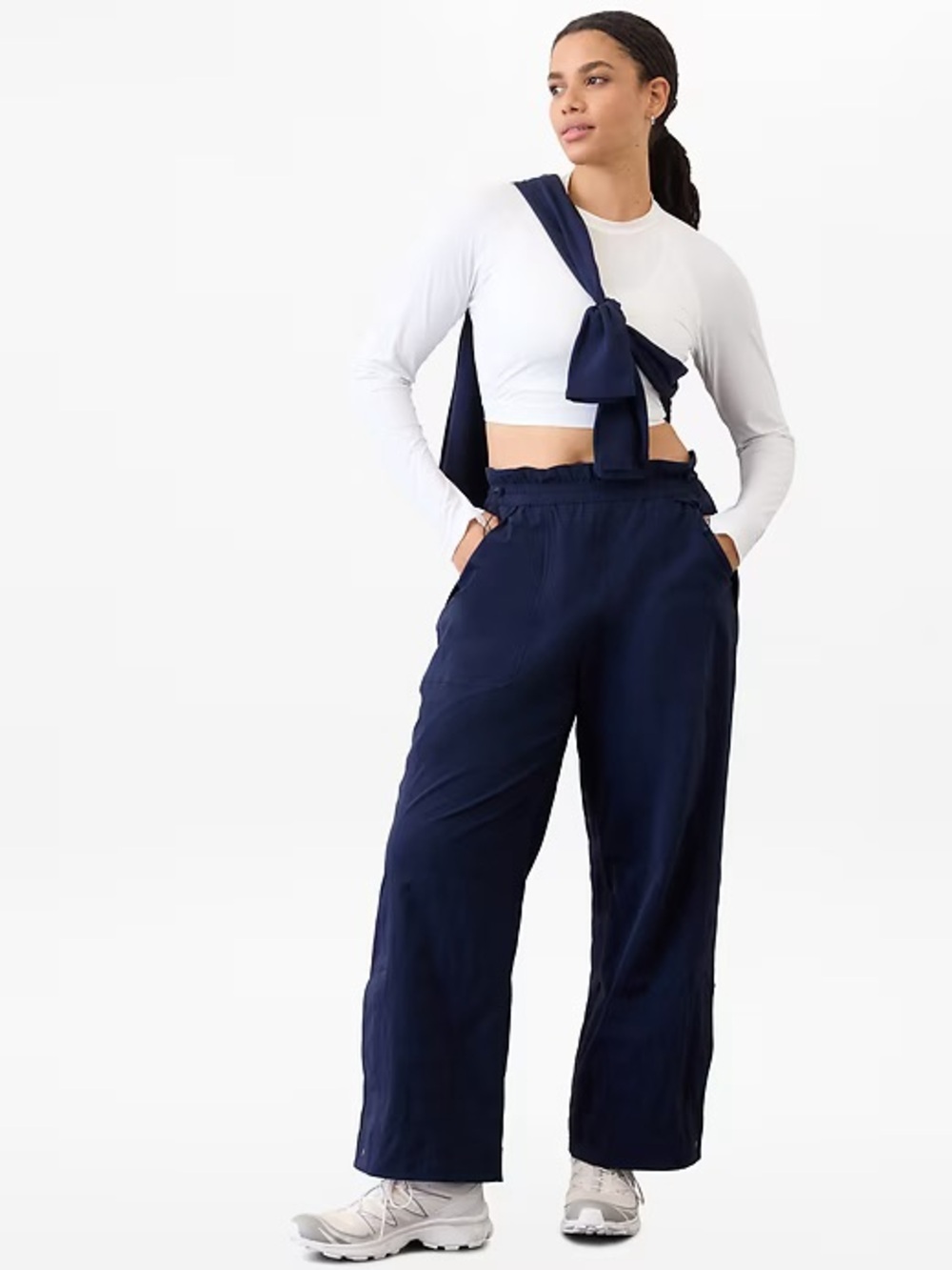 Athleta - Trekkie High Rise Parachute Pant - Navy Blue - Size Large